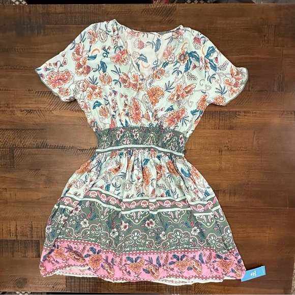 Cupshe Boho Surplice Smocked Waist Mini Dress SMALL NEW - Picture 3 of 7